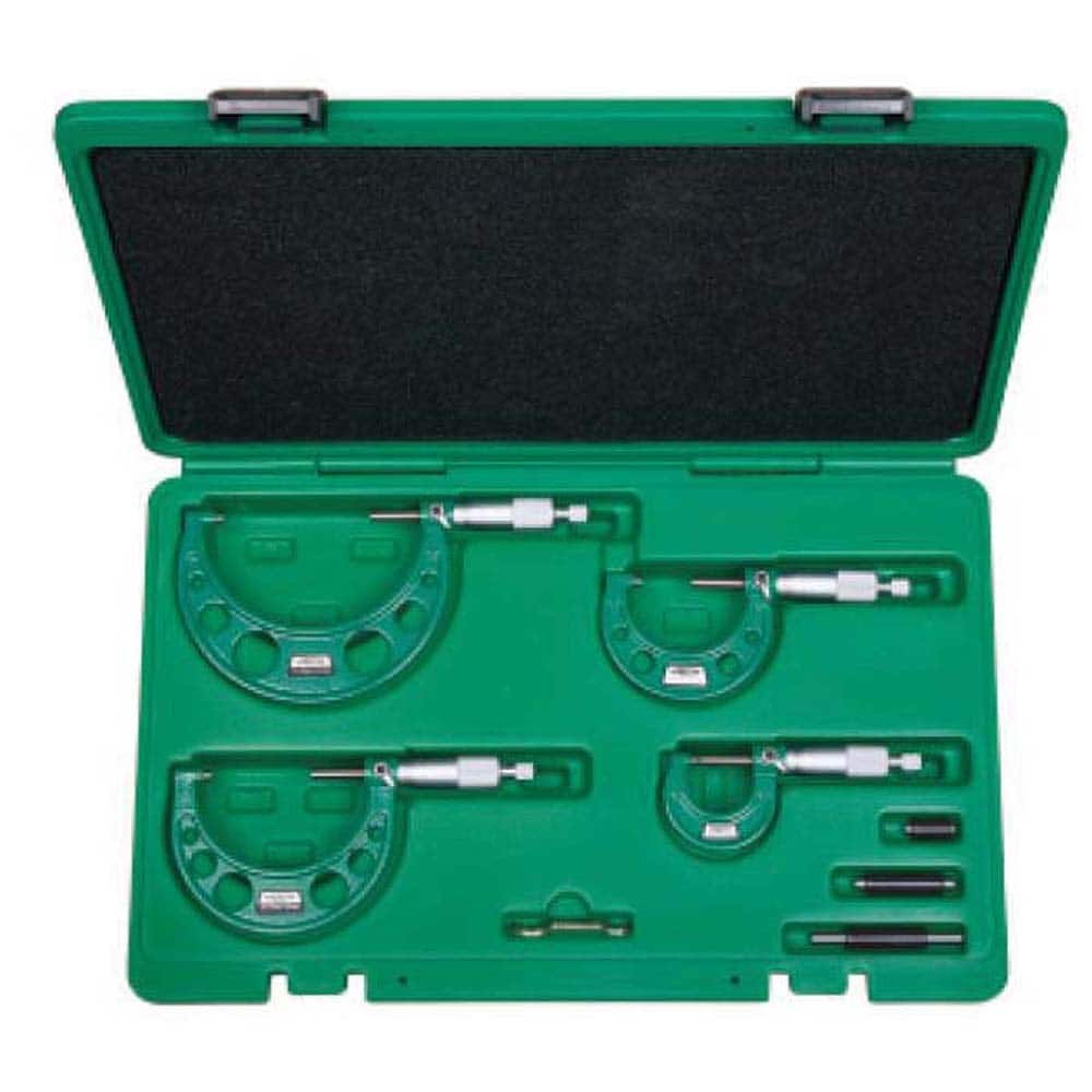Insize USA LLC - 0 to 12", 0.0001" Graduation, Mechanical Outside Micrometer Set - Exact Tooling