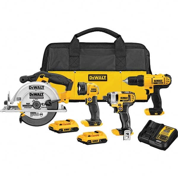 DeWALT - Cordless Tool Combination Kits Voltage: 20 Tools: 1/2" Drill/Driver; 6-1/2" Circular Saw; LED Worklight - Exact Tooling