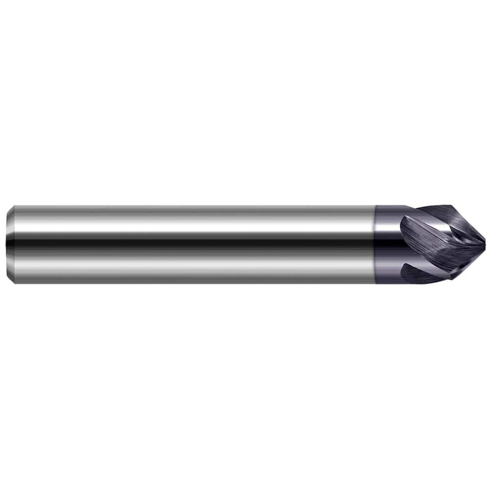 Harvey Tool - 1/8" Diam 90°/90° 3-Flute Single End Solid Carbide Chamfer Mill - Exact Tooling