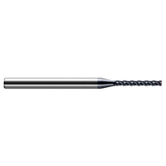 Miniature End Mills - Long Flute - 0.0310″ (1/32″) Cutter Diameter × 0.0100″ Radius × 0.1560″ (5/32″) Length of Cut Carbide Corner Radius End Mill, 4 Flutes, AlTiN Coated