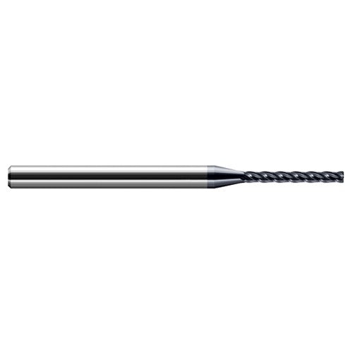 Miniature End Mills - Long Flute - 0.1250″ (1/8″) Cutter Diameter × 0.0050″ Radius × 0.6250″ (5/8″) Length of Cut Carbide Corner Radius End Mill, 4 Flutes, AlTiN Coated - Exact Tooling