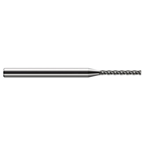Miniature End Mills - Long Flute - 0.0150″ (1/64″) Cutter Diameter × 0.0030″ Radius × 0.1250″ (1/8″) Length of Cut Carbide Corner Radius End Mill, 4 Flutes - Exact Tooling