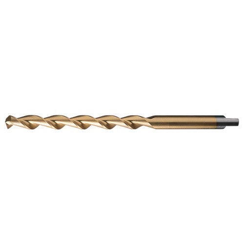 #13 RHS / RHC HSS 118 Degree Notched Point HSS Parabolic Taper Length Drill - TiN - Exact Tooling
