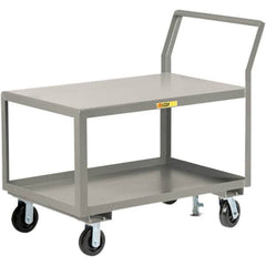 Little Giant - 3,600 Lb Capacity, 30" Wide x 48" Long x 42" High Utility Cart - 2 Shelf, Steel, 2 Rigid/2 Swivel Casters - Exact Tooling