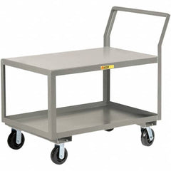 Little Giant - 3,600 Lb Capacity, 30" Wide x 60" Long x 42" High Utility Cart - 2 Shelf, Steel, 2 Rigid/2 Swivel Casters - Exact Tooling