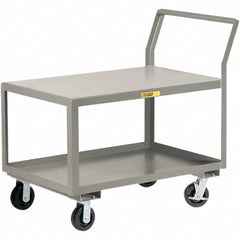 Little Giant - 3,600 Lb Capacity, 30" Wide x 48" Long x 42" High Utility Cart - 2 Shelf, Steel, 2 Rigid/2 Swivel Casters - Exact Tooling