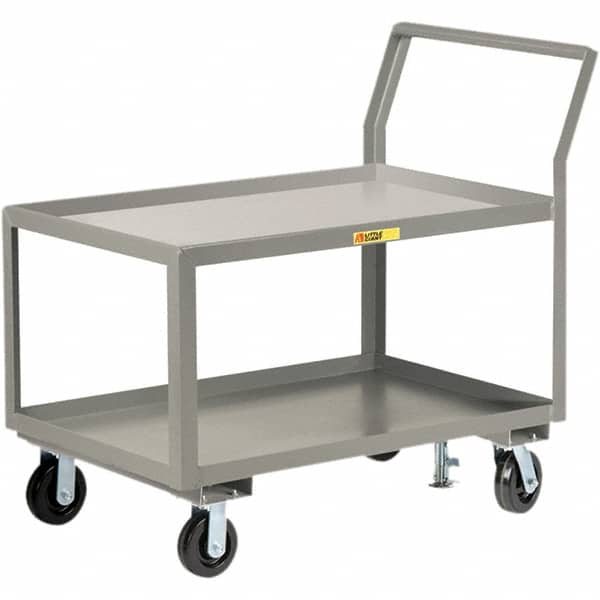Little Giant - 3,600 Lb Capacity, 30" Wide x 48" Long x 42" High Utility Cart - 2 Shelf, Steel, 2 Rigid/2 Swivel Casters - Exact Tooling