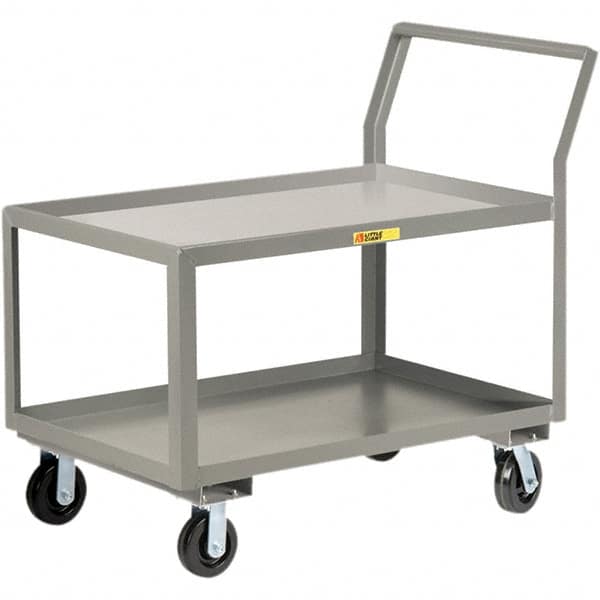 Little Giant - 3,600 Lb Capacity, 30" Wide x 60" Long x 42" High Utility Cart - 2 Shelf, Steel, 2 Rigid/2 Swivel Casters - Exact Tooling