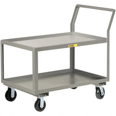 Little Giant - 3,600 Lb Capacity, 24" Wide x 48" Long x 42" High Utility Cart - 2 Shelf, Steel, 2 Rigid/2 Swivel Casters - Exact Tooling