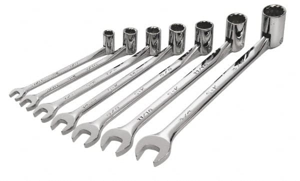 SK - 7 Piece, 3/8 to 3/4", Combination Wrench Set - Inch System of Measurement, Chrome Finish, Comes in Tray - Exact Tooling