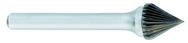 SJ-6 -- 16mm x 60mm LOC x 6mm Shank x 50mm OAL 60 Degree Cone Carbide Medium Right Hand Spiral Burr - Exact Tooling