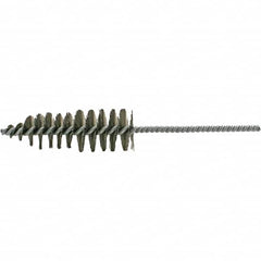 Brush Research Mfg. - 1-11/16" Diam Helical Steel Tube Brush - Single Spiral, 0.012" Filament Diam, 5" Brush Length, 10-1/2" OAL, 0.292" Diam Galvanized Steel Shank - Exact Tooling