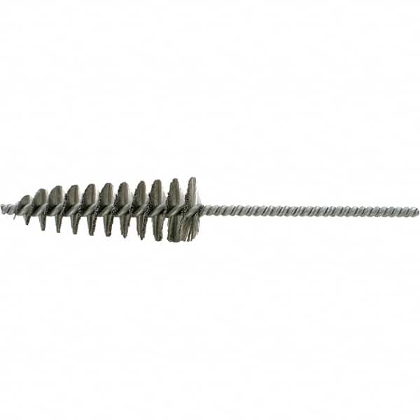 Brush Research Mfg. - 1-5/8" Diam Helical Stainless Steel Tube Brush - Single Spiral, 0.006" Filament Diam, 4-1/2" Brush Length, 10" OAL, 0.292" Diam Galvanized Steel Shank - Exact Tooling