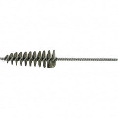 Brush Research Mfg. - 1-5/8" Diam Helical Stainless Steel Tube Brush - Single Spiral, 0.006" Filament Diam, 4-1/2" Brush Length, 10" OAL, 0.292" Diam Galvanized Steel Shank - Exact Tooling