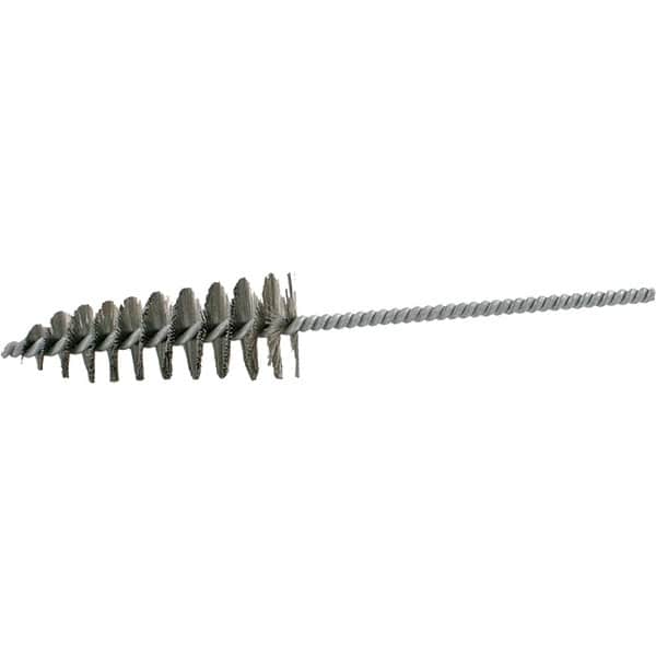 Brush Research Mfg. - 1-3/4" Diam Helical Steel Tube Brush - Single Spiral, 0.012" Filament Diam, 4-1/4" Brush Length, 10" OAL, 0.292" Diam Galvanized Steel Shank - Exact Tooling