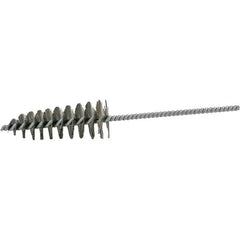 Brush Research Mfg. - 1-3/4" Diam Helical Steel Tube Brush - Single Spiral, 0.012" Filament Diam, 4-1/4" Brush Length, 10" OAL, 0.292" Diam Galvanized Steel Shank - Exact Tooling