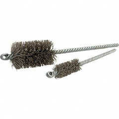 Brush Research Mfg. - 1-1/2" Diam Helical Nylon Tube Brush - Double Spiral, 0.018" Filament Diam, 2" Brush Length, 8" OAL, 0.22" Diam Galvanized Steel Shank - Exact Tooling