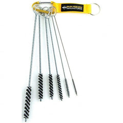 Brush Research Mfg. - 7/16" Diam Helical Stainless Steel Tube Brush - Single Spiral, 0.004" Filament Diam, 3" Brush Length, 10" OAL, 0.168" Diam Galvanized Steel Shank - Exact Tooling