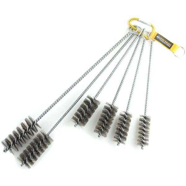 Brush Research Mfg. - 1-3/4" Diam Helical Stainless Steel Tube Brush - Single Spiral, 0.012" Filament Diam, 0.012" Brush Length, 18" OAL, 0.292" Diam Galvanized Steel Shank - Exact Tooling