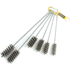 Brush Research Mfg. - 1-3/4" Diam Helical Stainless Steel Tube Brush - Single Spiral, 0.012" Filament Diam, 0.012" Brush Length, 18" OAL, 0.292" Diam Galvanized Steel Shank - Exact Tooling