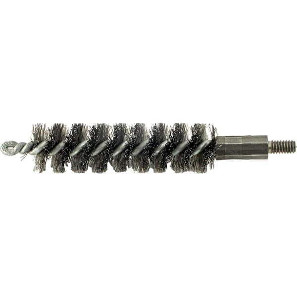 Brush Research Mfg. - 5/16" Diam Helical Steel Tube Brush - Single Spiral, 0.006" Filament Diam, 2" Brush Length, 2-9/16" OAL, 0.14" Diam Galvanized Steel Shank - Exact Tooling