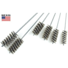 Brush Research Mfg. - 3" Diam Helical Stainless Steel Tube Brush - Single Spiral, 0.012" Filament Diam, 0.012" Brush Length, 18" OAL, 0.292" Diam Galvanized Steel Shank - Exact Tooling