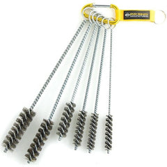 Brush Research Mfg. - 1" Diam Helical Stainless Steel Tube Brush - Single Spiral, 0.01" Filament Diam, 0.01" Brush Length, 12" OAL, 0.245" Diam Galvanized Steel Shank - Exact Tooling