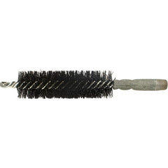 Brush Research Mfg. - 9/16" Diam Helical Nylon Tube Brush - Single Spiral, 0.01" Filament Diam, 2" Brush Length, 2-9/16" OAL, 0.14" Diam Galvanized Steel Shank - Exact Tooling