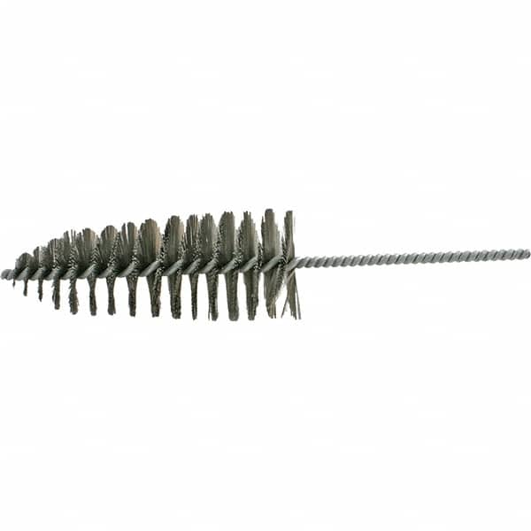Brush Research Mfg. - 2-1/2" Diam Helical Steel Tube Brush - Single Spiral, 0.012" Filament Diam, 6-1/2" Brush Length, 12" OAL, 0.292" Diam Galvanized Steel Shank - Exact Tooling
