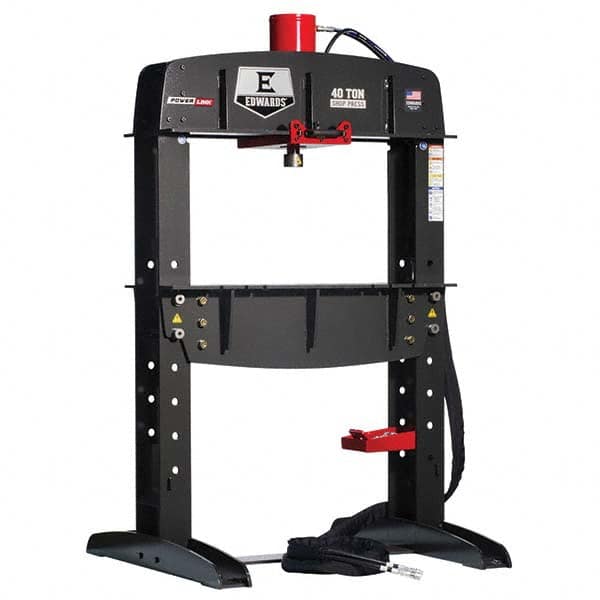 Edwards Manufacturing - Shop Presses; Power Type: Electric ; Pressure (Ton): 40 ; Stroke (Inch): 12-1/4 ; Table Length (Inch): 38 ; Table Depth (Inch): 40-1/2 ; Voltage: 460 - Exact Tooling