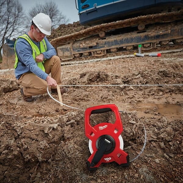 Milwaukee Tool - 100' x 1/2" White Blade Tape Measure - Exact Tooling