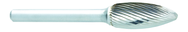 SH-7 -- 3/4 x 1-5/8 LOC x 1/4 Shank x 2 OAL Flame Shape Carbide Medium Right Hand Spiral Burr - Exact Tooling