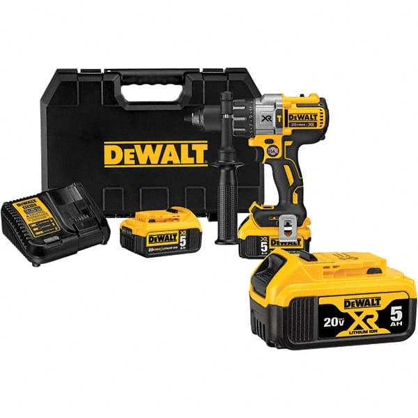DeWALT - 20 Volt 1/2" Keyless Chuck Cordless Hammer Drill - 0 to 38,250 BPM, 0 to 2,000 RPM, Reversible - Exact Tooling