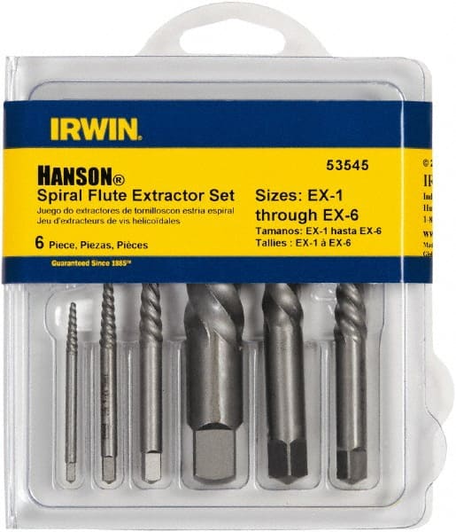 Irwin - Bolt Extractor Sets - MP #1,2,3,4,5,6 6PC SCREW EXTRACTOR SET - Exact Tooling