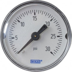 Wika - 1-1/2" Dial, 1/8 Thread, 0-30 Scale Range, Pressure Gauge - Center Back Connection Mount, Accurate to 3-2-3% of Scale - Exact Tooling