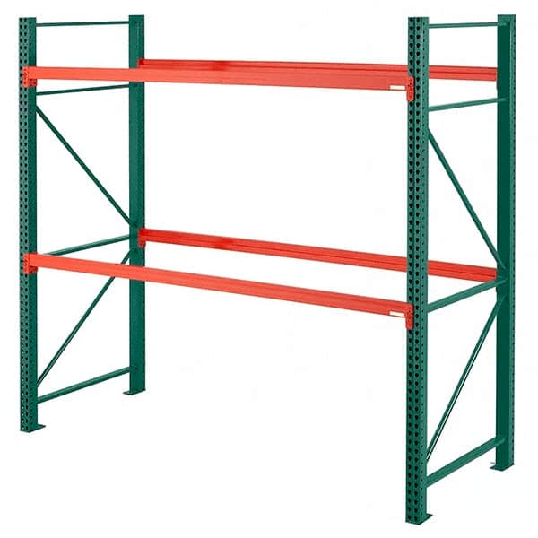 Steel King - 2 Shelf Starter Box Formed Closed Steel Shelving - 27,790 Lb Capacity, 120" Wide x 120" High x 48" Deep, Green/Orange - Exact Tooling