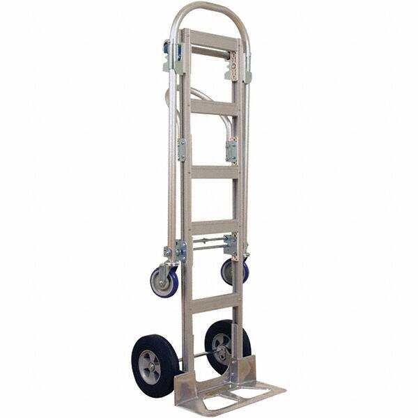 Wesco Industrial Products - 1,000 Lb Capacity 61-1/2" OAH Hand Truck - 18 x 7-1/2" Base Plate, Continuous Handle, Aluminum, Solid Rubber Wheels - Exact Tooling
