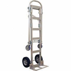 Wesco Industrial Products - 1,000 Lb Capacity 61-1/2" OAH Hand Truck - 18 x 7-1/2" Base Plate, Continuous Handle, Aluminum, Solid Rubber Wheels - Exact Tooling