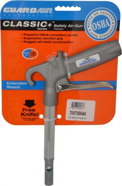 Guardair - 120 Max psi Pistol Grip Blow Gun - 1/4 NPT, 6" Tube Length, Aluminum - Exact Tooling