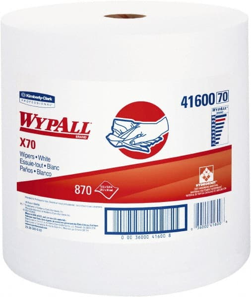 WypAll - X70 Dry Shop Towel/Industrial Wipes - Jumbo Roll, 13-3/8" x 12-1/2" Sheet Size, White - Exact Tooling