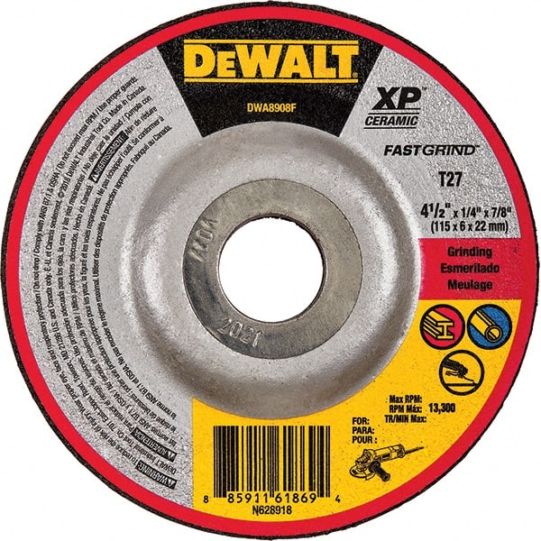 DeWALT - Depressed-Center Wheels Wheel Diameter (Inch): 9 Wheel Thickness (Inch): 1/4 - Exact Tooling