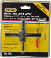 General - 1 to 6" Cutting Diam, Circle Cutter Tool - Straight Shank, 3/8" Shank Diam - Exact Tooling