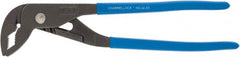 Channellock - 10" OAL, 1-1/4" Max Capacity, 5 Position Tongue & Groove Pliers - V-Jaws, Plastic Dipped Handles - Exact Tooling