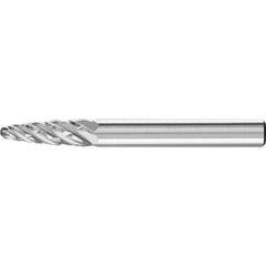 PFERD - SF-1, 1/4" Cut Diam, 1/4" Shank Diam, Carbide End Cut Tree with Radius End Burr - Exact Tooling