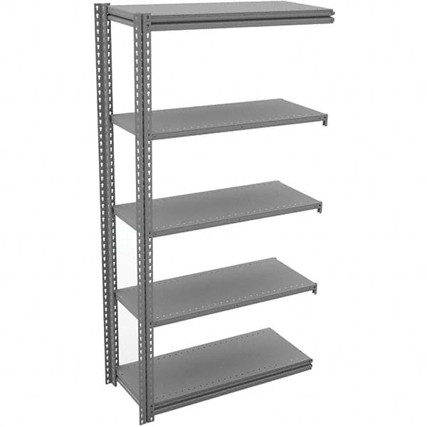 Tennsco - 5 Shelf Add-On Open Steel Shelving - 42" Wide x 84" High x 12" Deep, Medium Gray - Exact Tooling