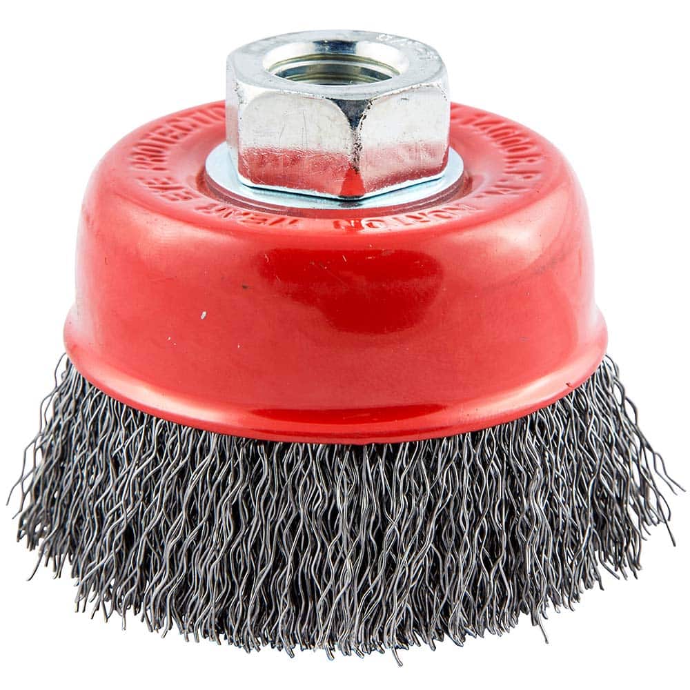 Norton - 2-3/4" Diam 5/8-11 Threaded Arbor Carbon Steel Fill Cup Brush - Exact Tooling