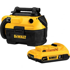 DeWALT - 2 Gal Plastic Tank, Electric & Battery Powered Wet/Dry Vacuum - 120 VAC & 18/20 Volt, 5' Hose Fitting, Cordless, HEPA Filter, Accessories Included - Exact Tooling
