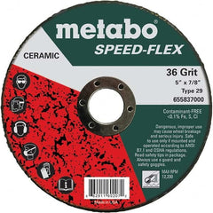 Metabo - 5" Diam, 7/8" Hole, 36 Grit Ceramic Alumina Fiber Disc - Exact Tooling