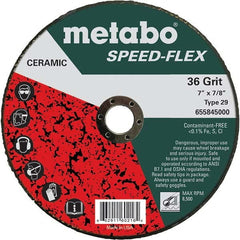 Metabo - 7" Diam, 7/8" Hole, 36 Grit Ceramic Alumina Fiber Disc - Exact Tooling