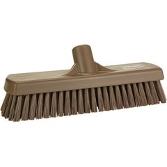 Vikan - 1.7" Bristle Length, Polyester Scrub Brush - 11-1/4" Long x 3" Wide Head, 11-1/4" OAL, Brown, Polypropylene Block - Exact Tooling